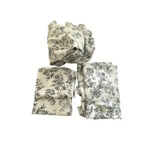 Ralph Lauren Cottage Hill Queen 4-Piece Sheet Set Black White Roses Cotton